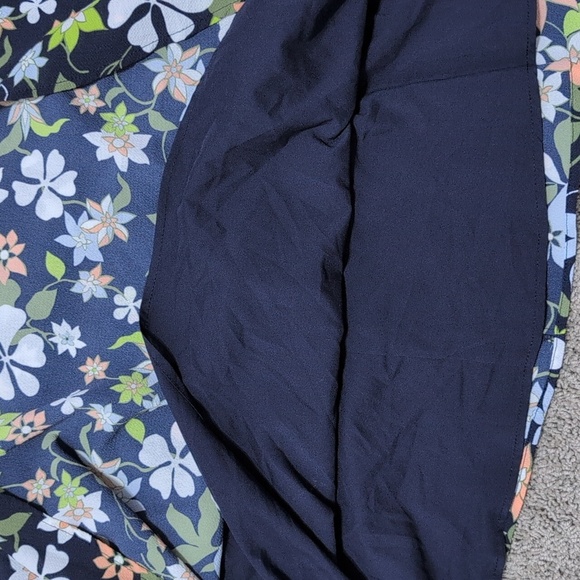 ModCloth Befits Your Brilliance Cap Sleeve Floral Dress Waist Tie Navy Blue - Picture 12 of 14